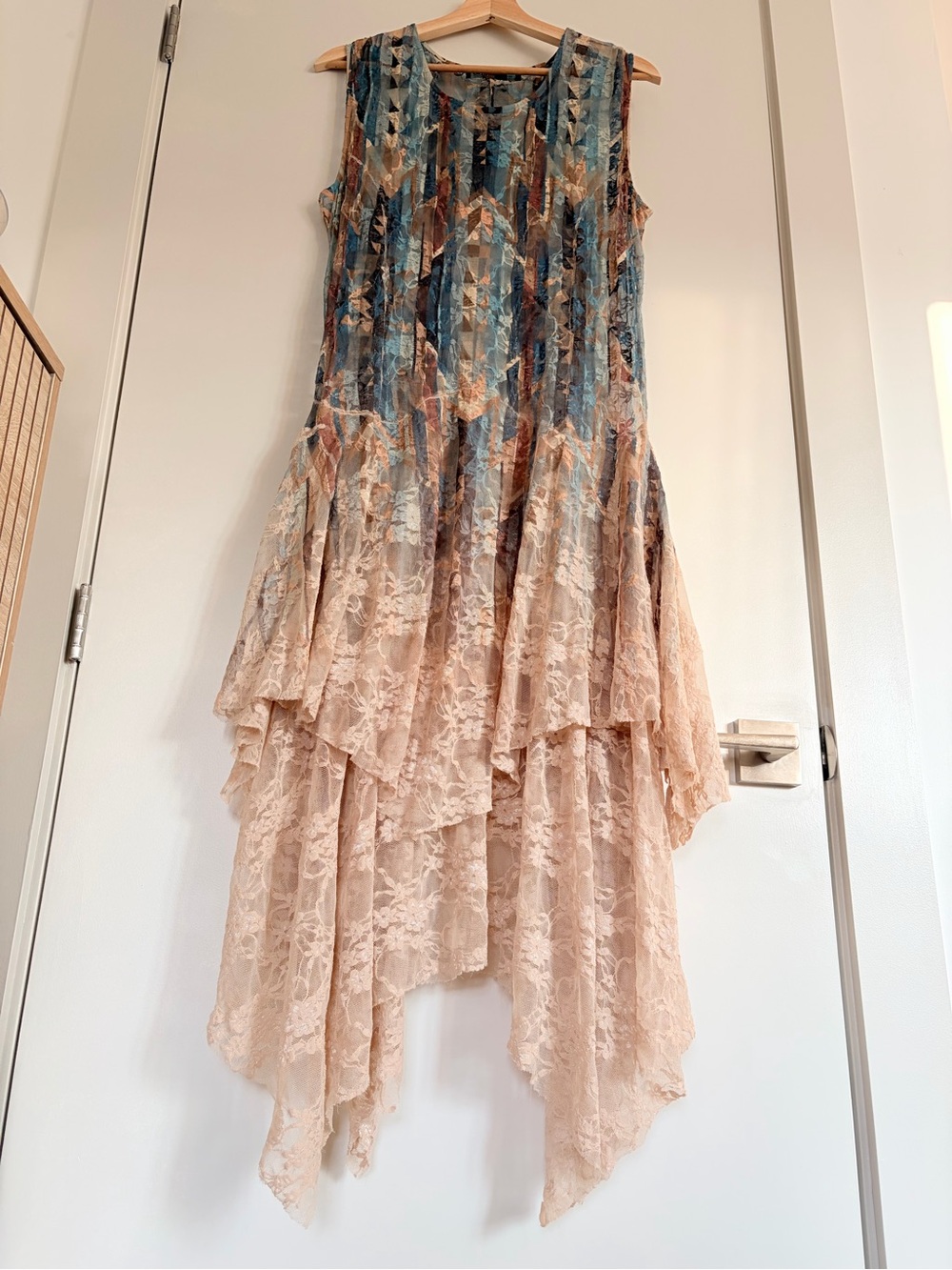 🧚🏼 RARE Y2K Fairycore Origami Lace Handkerchief Dress Whimsigoth Mermaid Euro - Picture 12 of 12